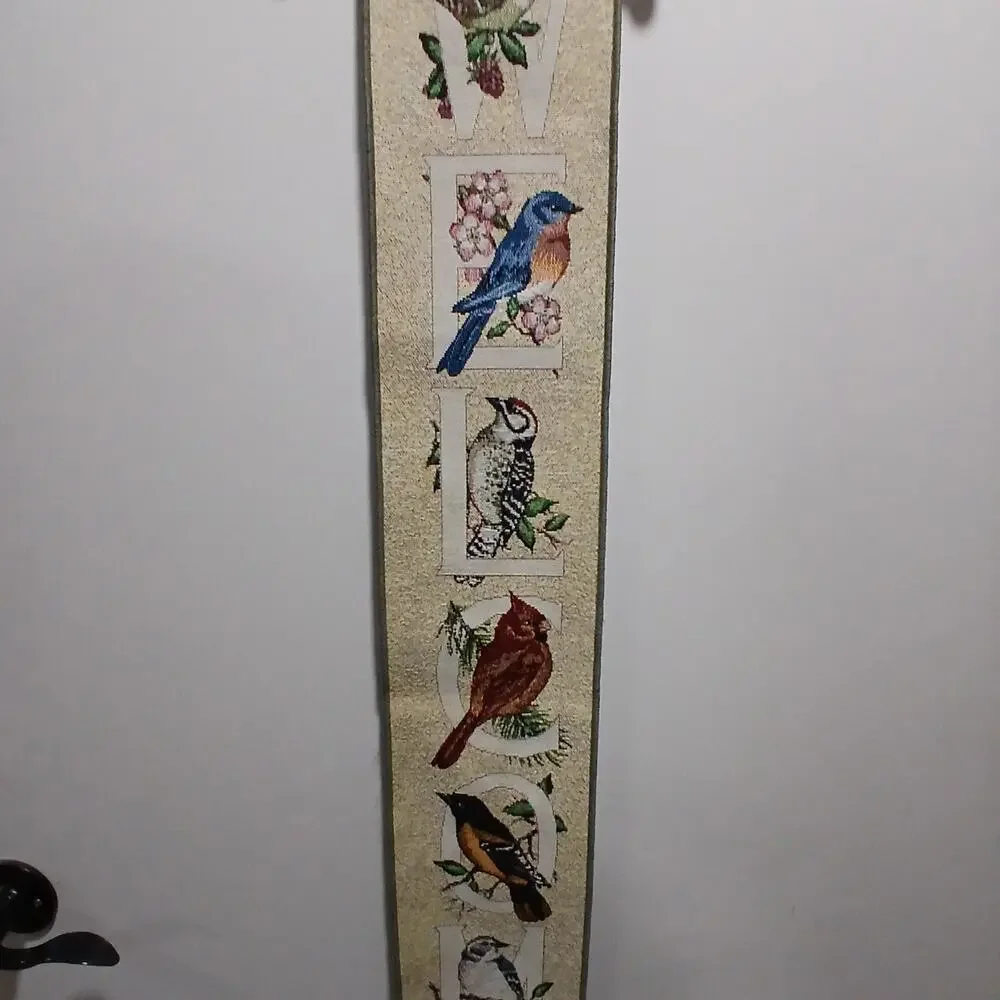 N F Shumaker Pallen Welcome Bird Tapestry Wall Hanger Bird Watchers Alphabet...